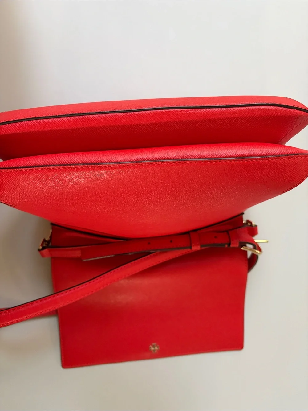 Tory Burch Red Saffiano Leather Crossbody with Gold Hardware